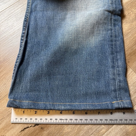 Diesel Jeans Men 36x32 Blue Zathan Bootcut Denim Italy Made Dirty Wash Hemmed 25 - Picture 11 of 12
